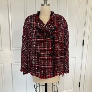 Alexander McQueen Chic Red and Black Plaid Tweed Jacket